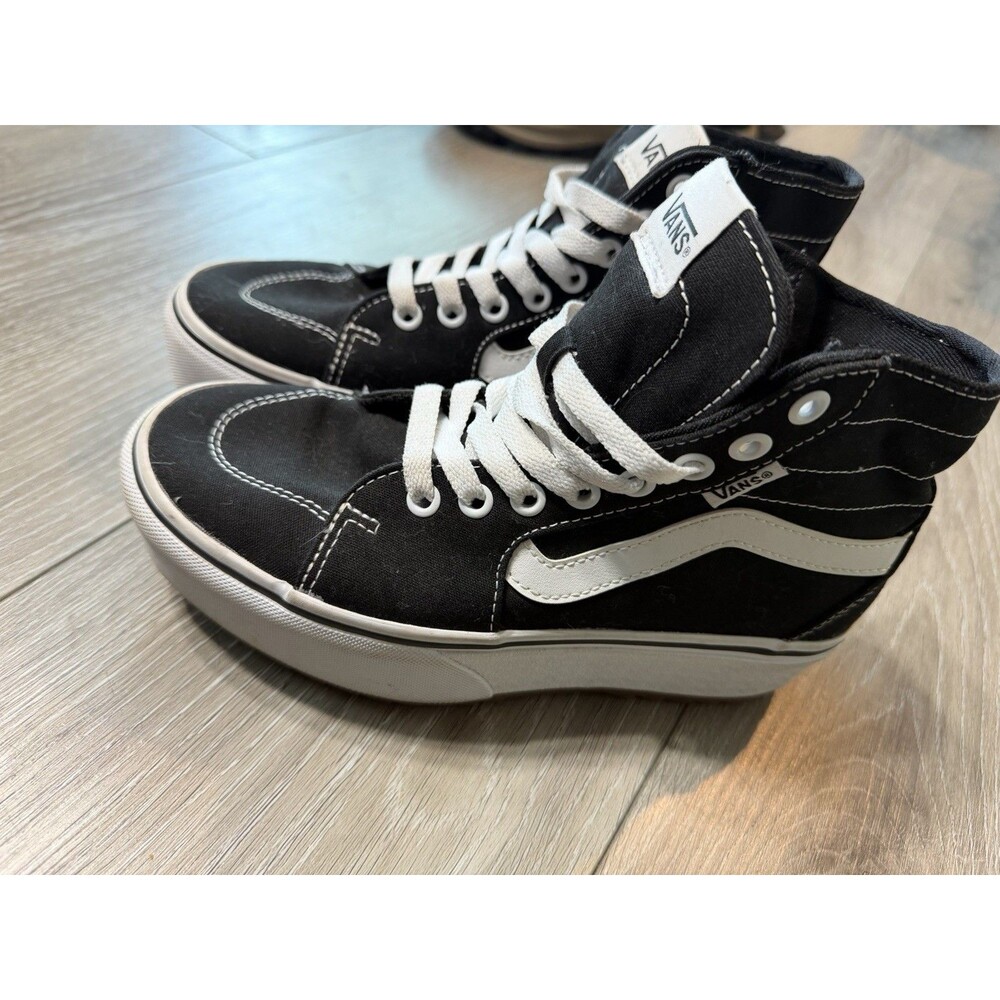 Vans Black White High Top Women's Size 6.5 Shoes - Picture 2 of 6